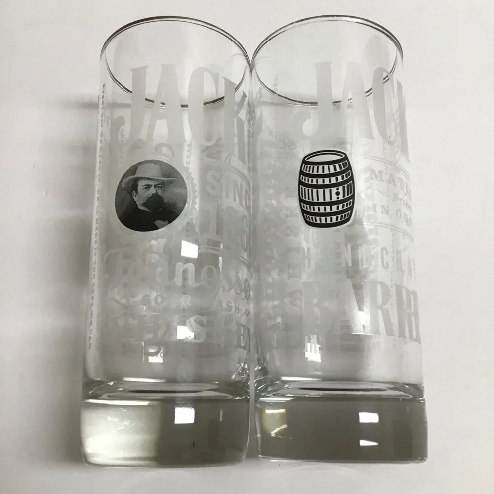 Jack Daniels Whiskey 4 Highball Tumbler Glasses Tall Boy 10 oz Old No. 7 Bar USA